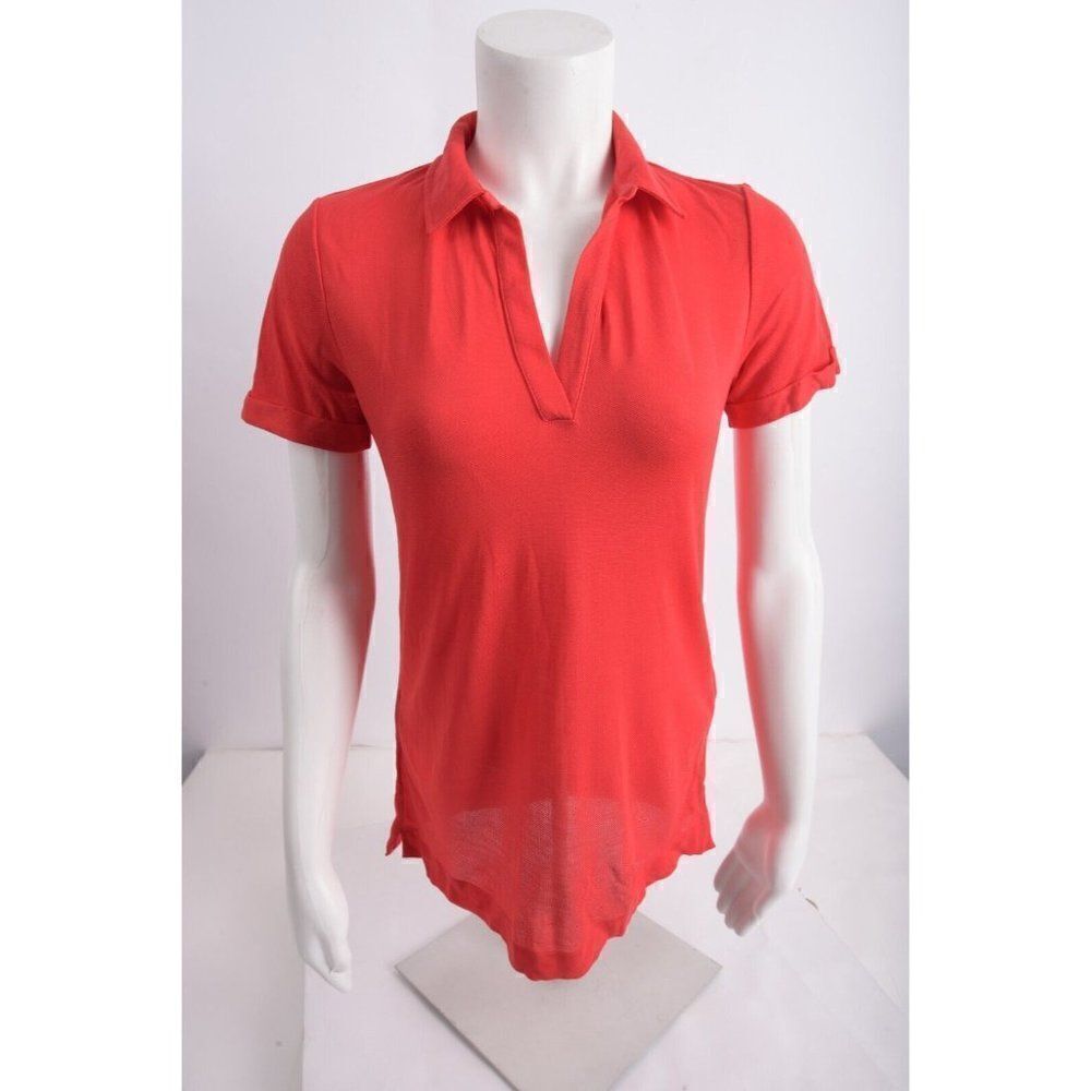 Massimo Dutti Womens Top Polo Shirt Size XS Red V-Neck 6832/591 NWOT